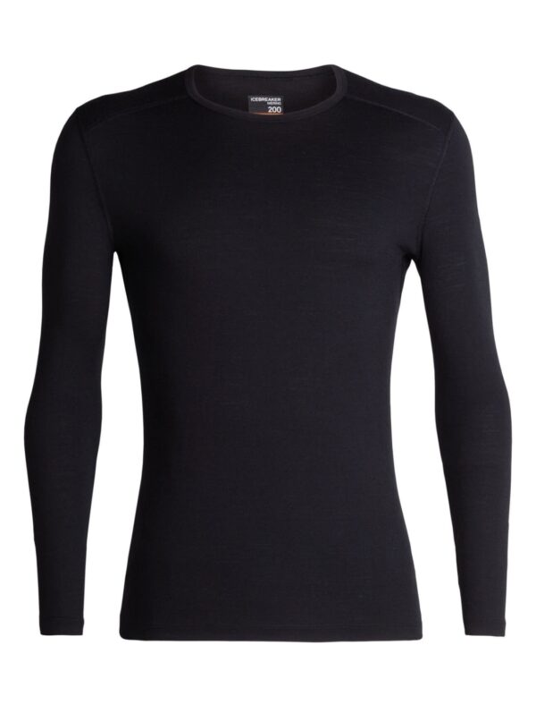 ICEBREAKER Mens 200 Oasis LS Crewe Single Line BLACK