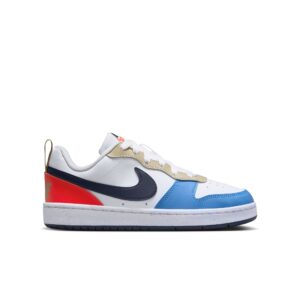 NIKE COURT BOROUGH LOW RECRAFT (GS) WHITE/THUNDER BLUE-LT CRIMSON