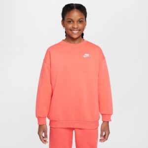 NIKE G NSW CLUB FLC OVRSZD CREW LBR MAGIC EMBER/WHITE
