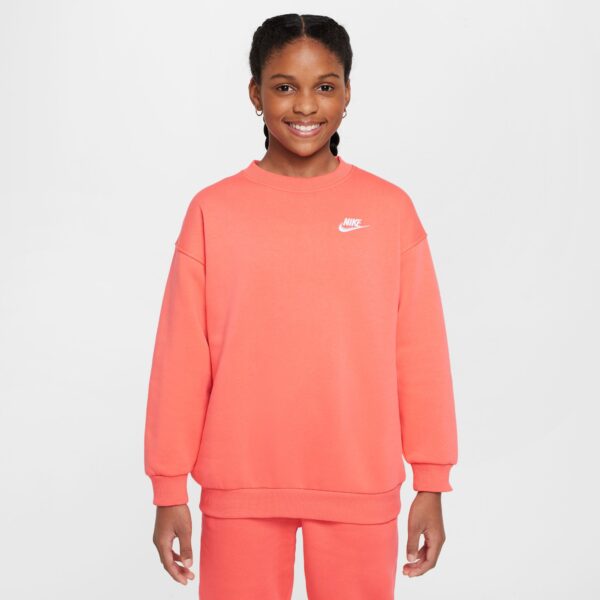 NIKE G NSW CLUB FLC OVRSZD CREW LBR MAGIC EMBER/WHITE