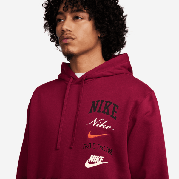 NIKE M NK CLUB BB PO HDY STACK GX TEAM RED/SAIL/SAFETY ORANGE – Bild 4