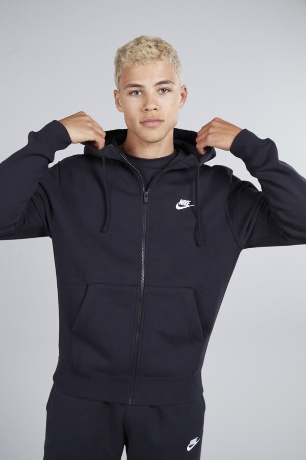 NIKE M NSW CLUB HOODIE FZ BB BLACK/BLACK/WHITE – Bild 9