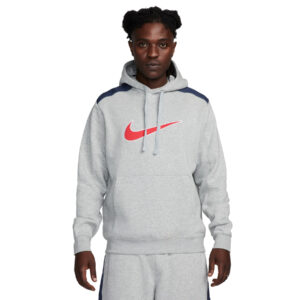 NIKE M NSW SP FLC HOODIE BB DK GREY HEATHER/THUNDER BLUE/F