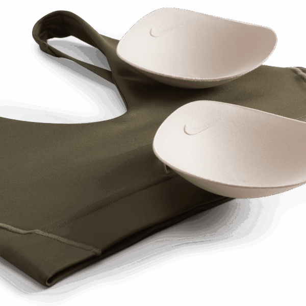 NIKE W NK DF INDY PLUNGE CUTOUT BRA CARGO KHAKI/WHITE – Bild 4