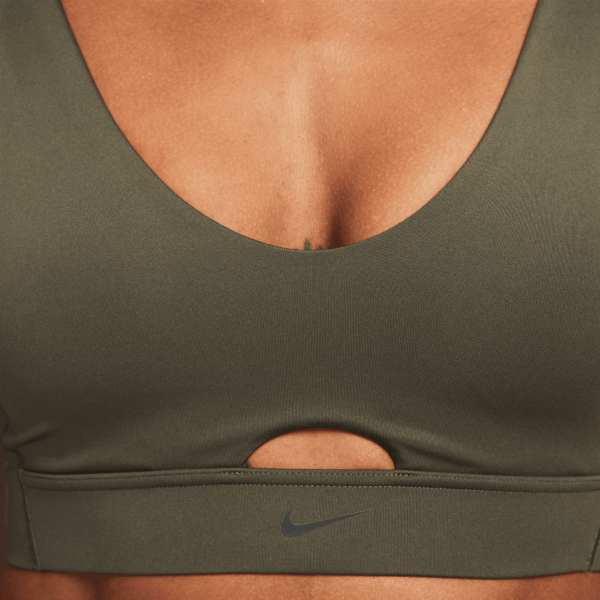 NIKE W NK DF INDY PLUNGE CUTOUT BRA CARGO KHAKI/WHITE – Bild 5