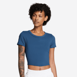 NIKE W NK ONE FITTED DF SS TOP COURT BLUE/BLACK