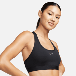 NIKE W NK SWSH LGT SPT BRA BLACK/WHITE