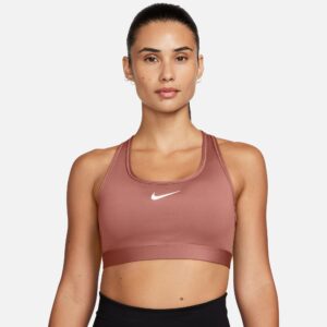 NIKE W NK SWSH MED SPT BRA CANYON PINK/WHITE