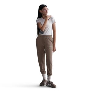 NIKE W NSW CLUB FLC MR GFX STD PANT MINK BROWN/HTR
