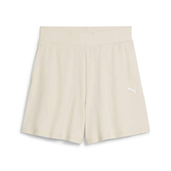 PUMA ESS ELEVATED High-Rise Rib Shorts 5 ALPINE SNOW