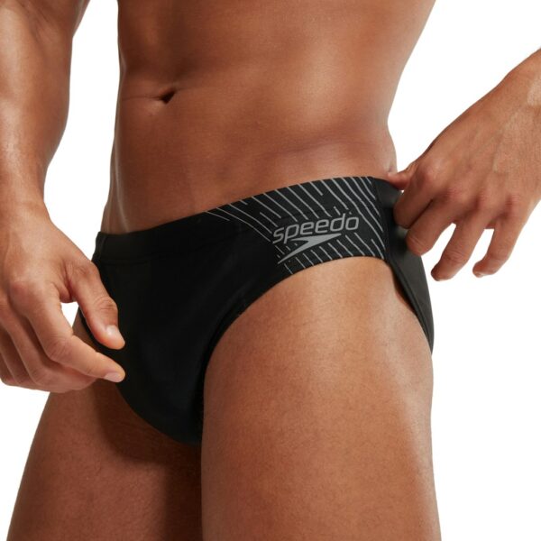 SPEEDO Mens Medley Logo 7cm Brief BLACK / USA CHARCOAL – Bild 7