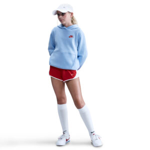 NIKE K NSW CLUB FLC HDY LBR ROYAL TINT/LT CRIMSON