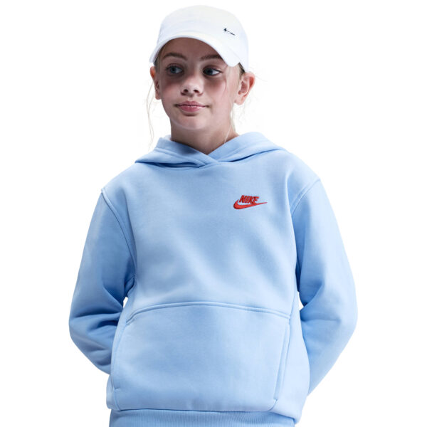 NIKE K NSW CLUB FLC HDY LBR ROYAL TINT/LT CRIMSON – Bild 2